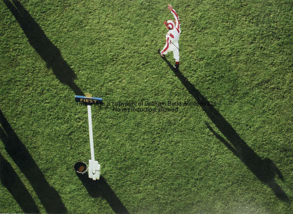 Edward Whittaker (photographer) A BIRD'S EYE VIEW colour photograph of Frankie Dettori in the winner...