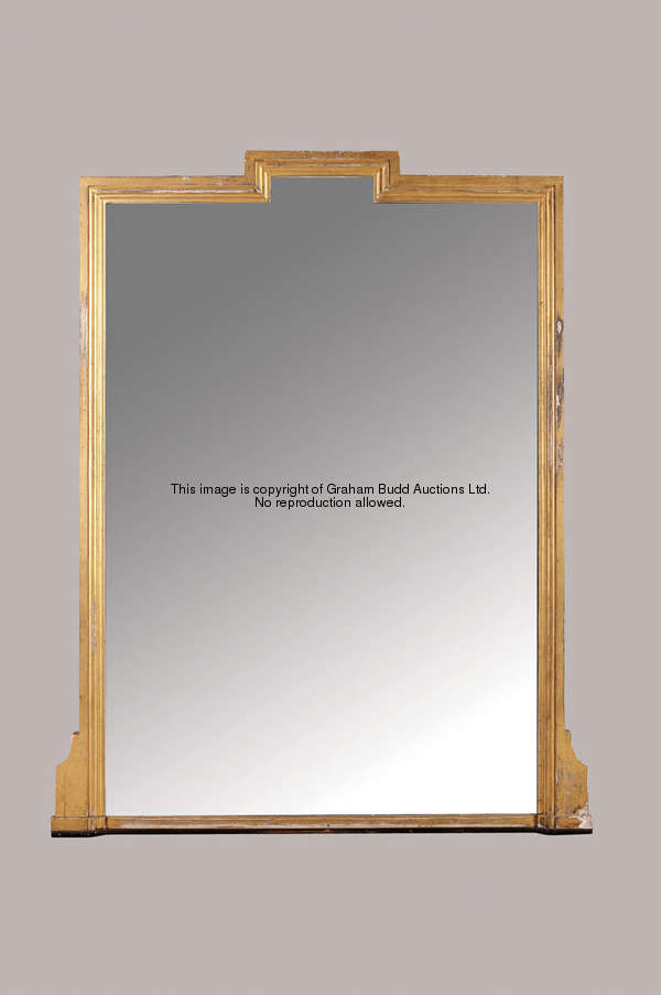 A large, Edwardian overmantel mirror, giltwood frame, 200 by 160cm., 79 by 63in.