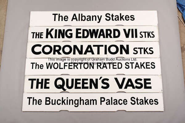 The King Edward VII Stks, a white painted Spagnoletti Royal Ascot race board with black lettering, 2...