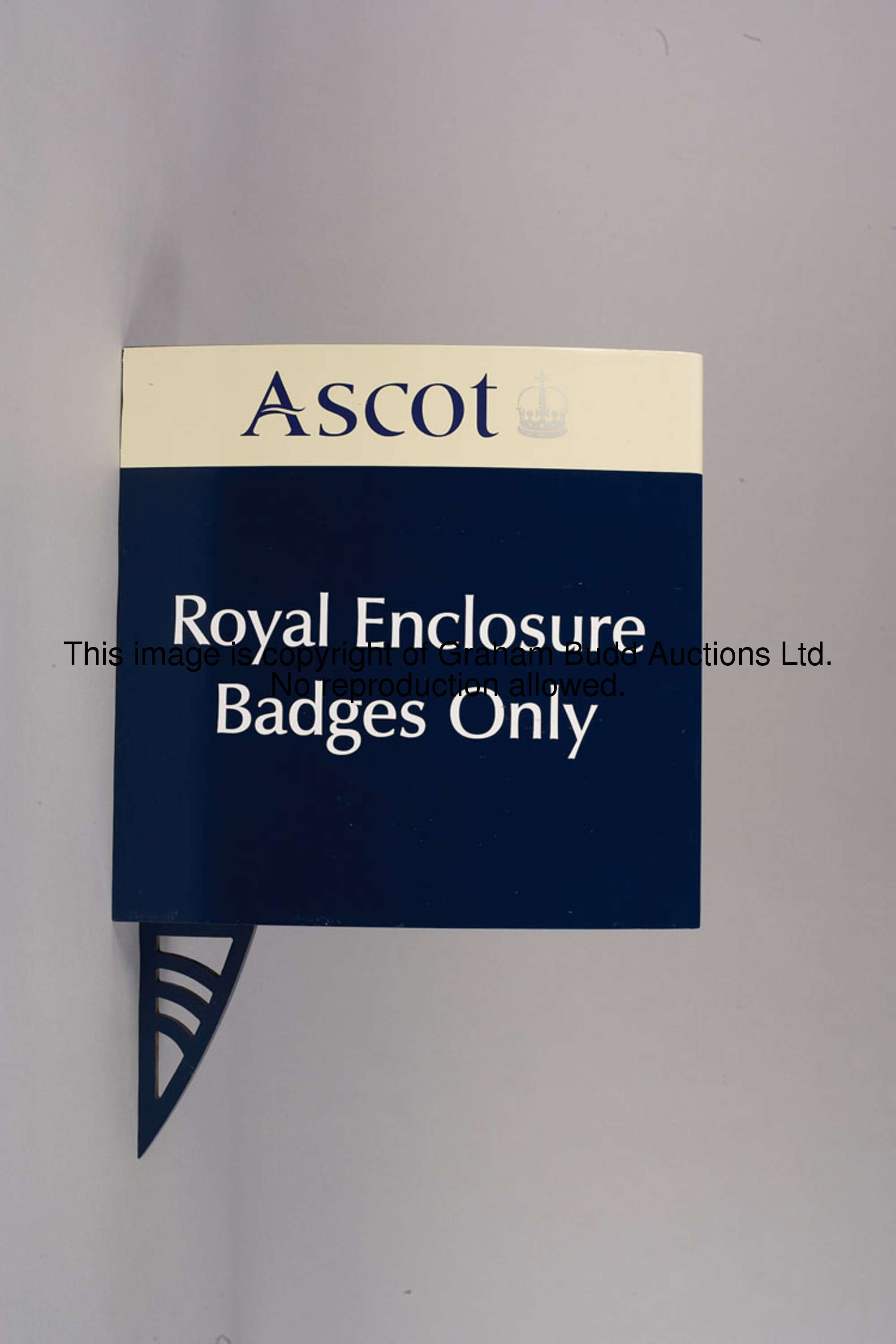 Royal Enclosure Badges Only, conical-shaped fibre glass public notice sign, either side of the squar...