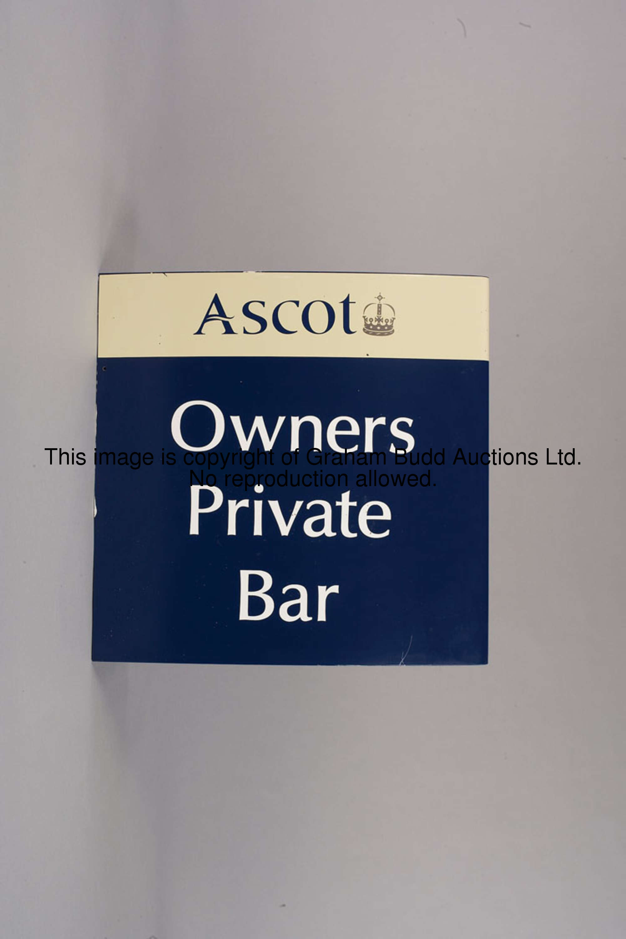 Owners Private Bar, conical-shaped fibre glass facility sign, either side of the square faces bearin...