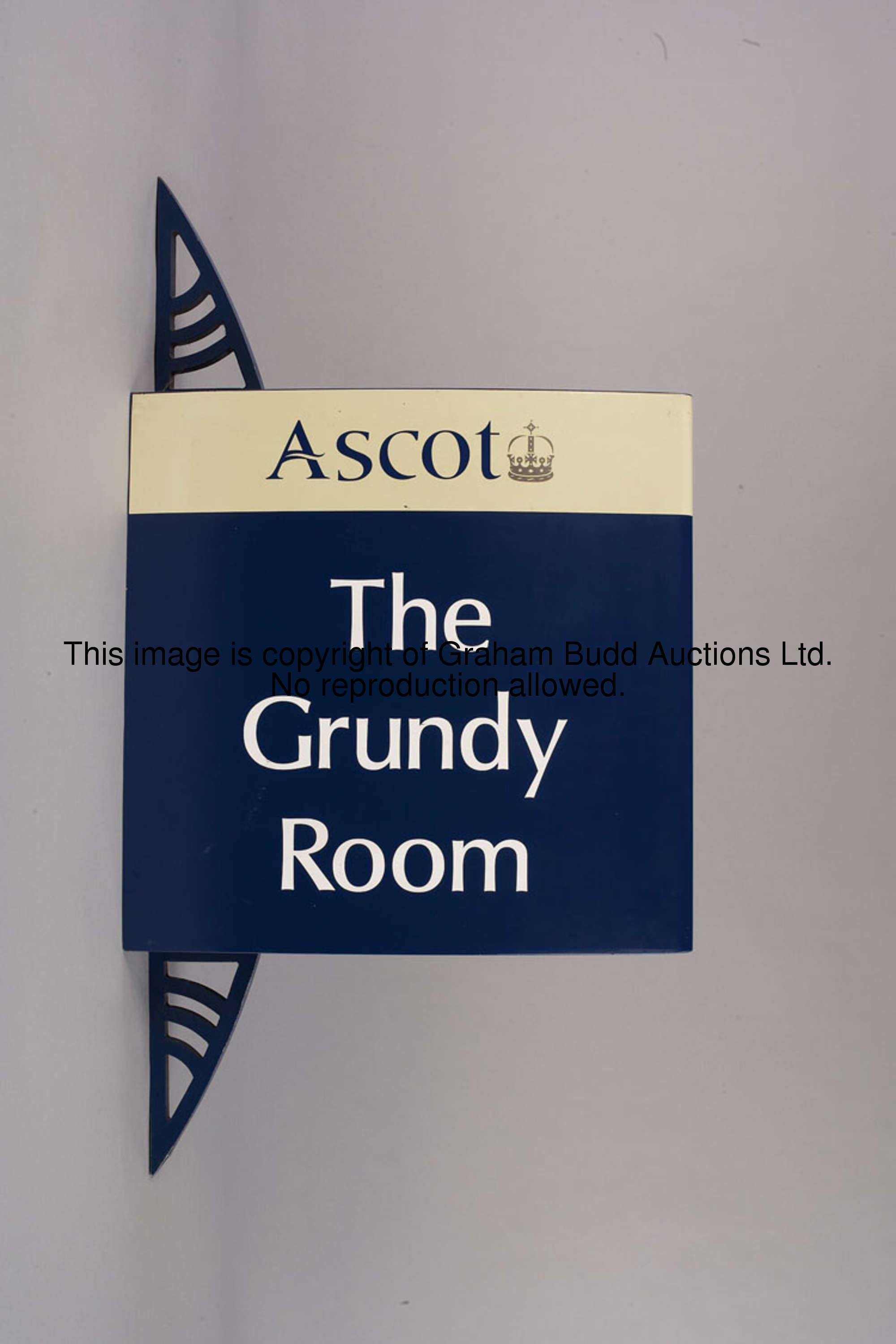 The Grundy Room, conical-shaped fibre glass entertainment facility sign, either side of the square f...