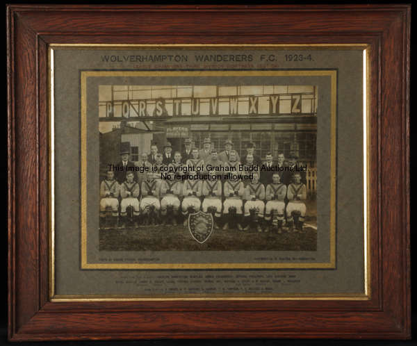 Two Wolverhampton Wanderers photographs, the first a formal b&w team-group photograph of the 1923-24...