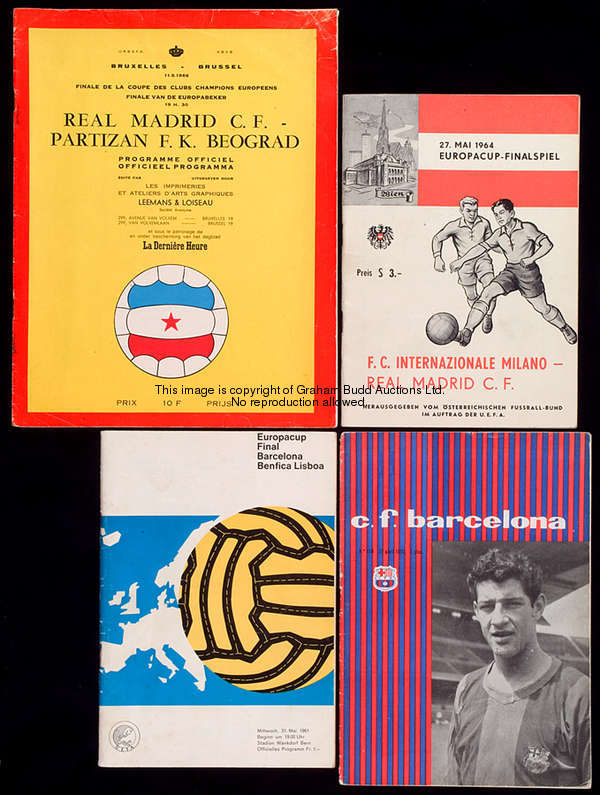 European Cup final programmes, for: 1959 Real Madrid v Stade de Reims, 1960 Real Madrid v Eintracht ...