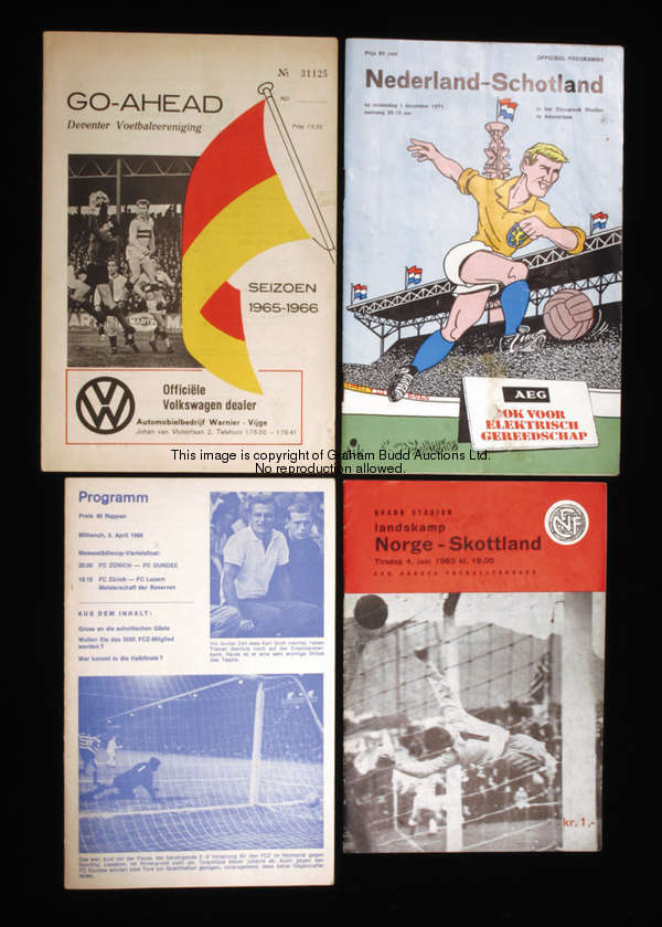 17 Scottish programmes for matches played in Europe dating from 1963 onwards, 9 Scotland internation...