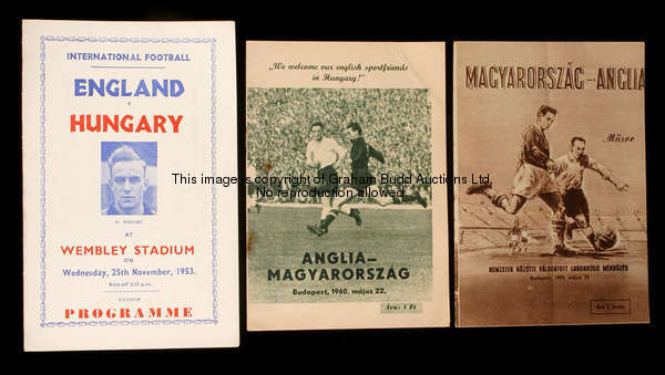 Hungary v England international programme 23rd May 1954, together with a souvenir programme for the ...