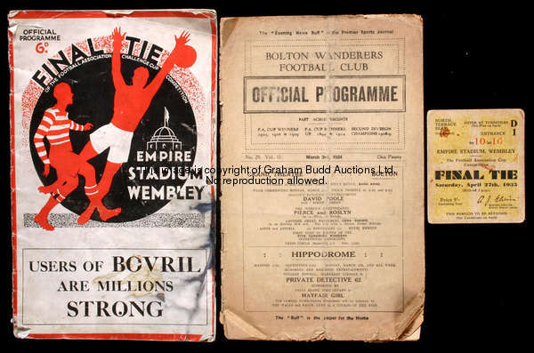 F.A. Cup final programme Manchester City v Portsmouth 28th April 1934, poor condition; sold with the...