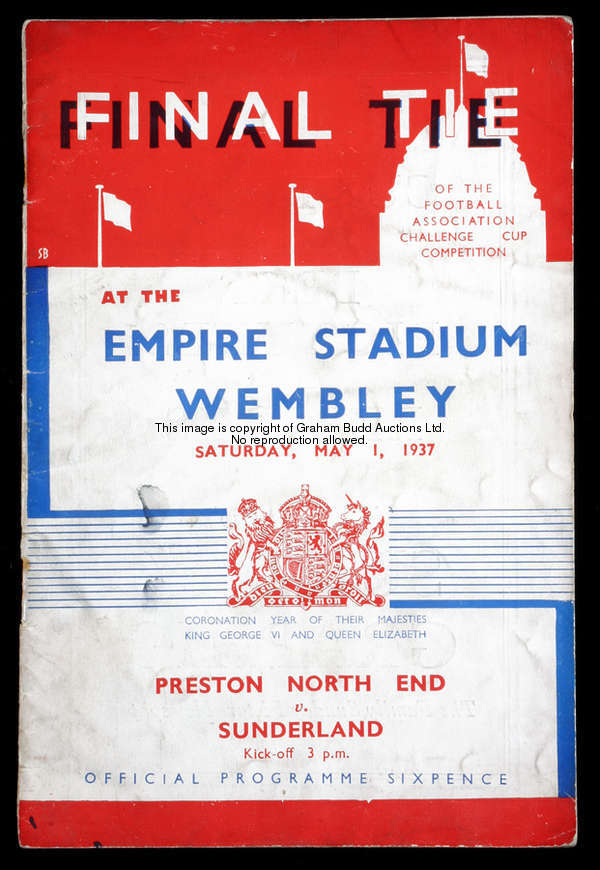 F.A. Cup final programme Preston North End  v Sunderland 1st May 1937