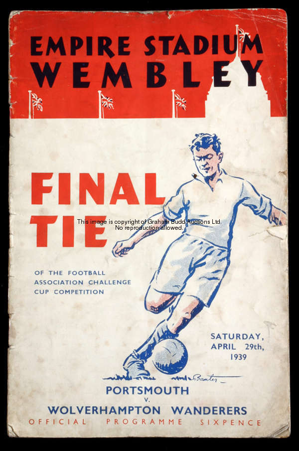 F.A. Cup final programme Portsmouth v Wolverhampton Wanderers 29th April 1939