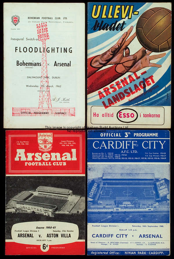 Arsenal programmes from seasons 1960-61 to 1963-64, all home & away League, all F.A. Cup games, plus...