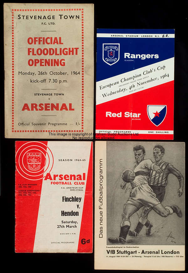 Arsenal programmes from seasons 1964-65 to 1969-70, all home & away League, all F.A. Cup games, all ...