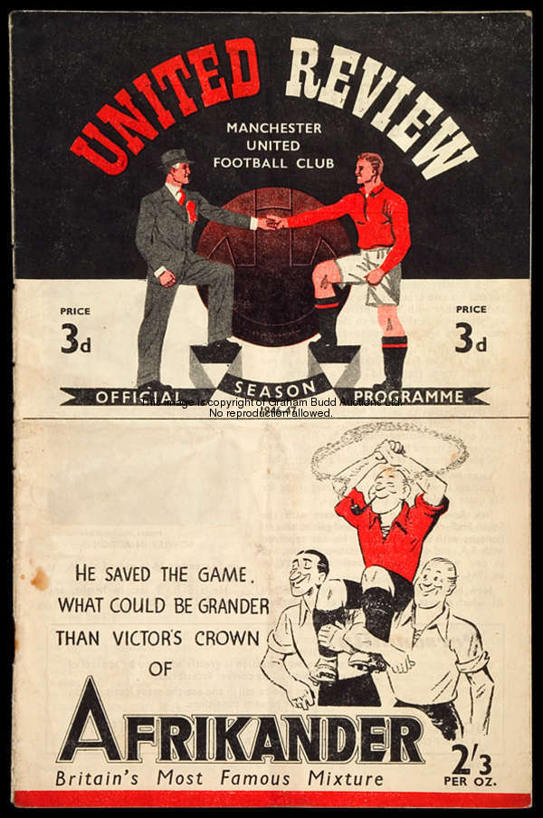 19 Manchester United home programmes from season 1946-47, 18 League & 1 Cup, issues 2-7, 9, 11-12, 1...