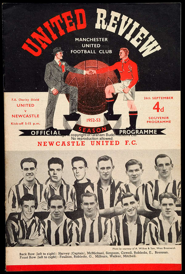 Manchester United v Newcastle United 1952 Charity Shield programme, played at Old Trafford, 24th Sep...