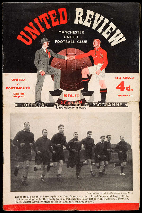 A complete set of 22 Manchester United home programmes from season 1954-55, 21 League & 1 Cup