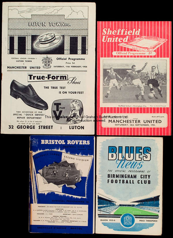 26 Manchester United away programmes from season 1955-56, 21 League, 1 Cup & reserves at Aston Villa...