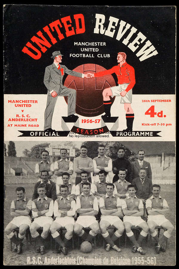 26 Manchester United home programmes from season 1956-57, 21 League, 1 Cup & 4 European matches