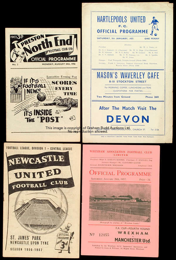 33 Manchester United away programmes from season 1956-57, 20 League (lacking Chelsea), 3 Cup & 10 re...