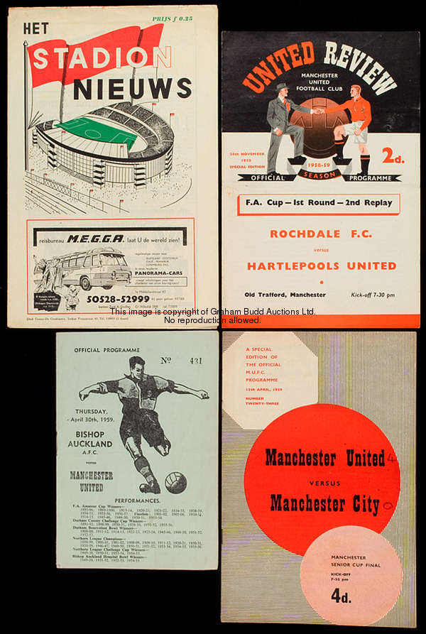 56 Manchester United home & away programmes from season 1958-59, 42 League home & aways, 1 Cup, Manc...