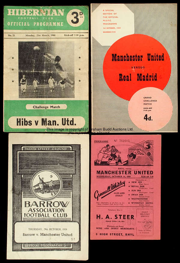 58 Manchester United home & away programmes from season 1959-60, 42 League home & aways, 3 Cup, Lanc...