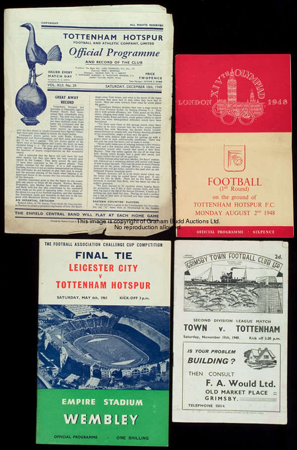 65 Tottenham Hotspur home programmes dating between 1948 & 1961, 55 homes including examples from th...