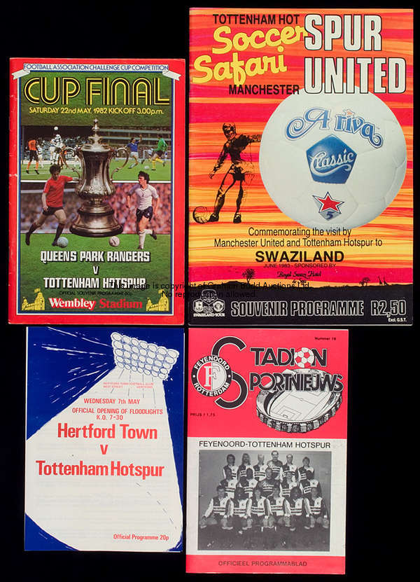 Tottenham Hotspur programmes, 1960s onwards, including many specials, friendlies, representative gam...