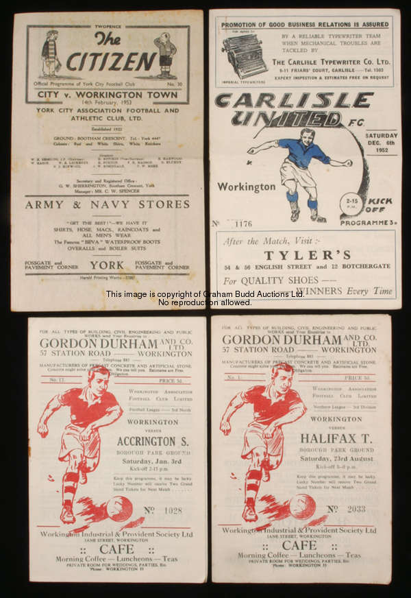 26 Workington programmes season 1952-53, all 23 homes and 3 aways at Tranmere, Carlisle & York