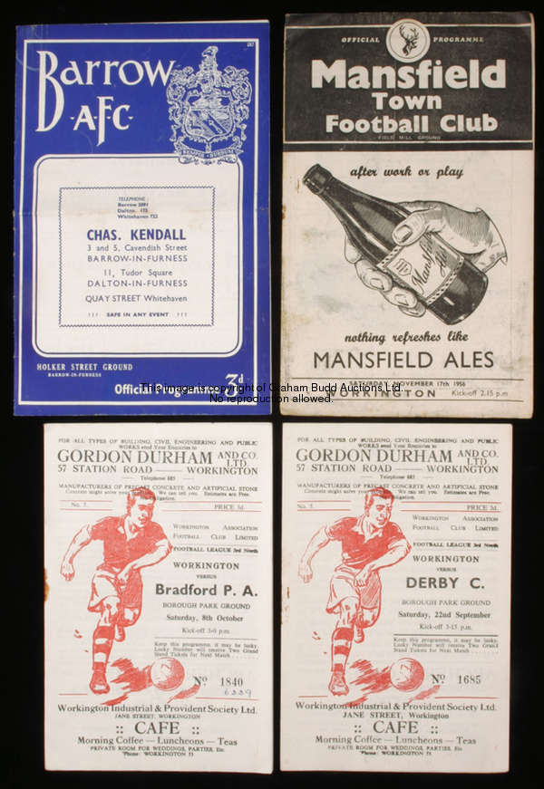 59 Workington programmes seasons 1955-56 & 1956-57, 48 homes lacking only Mansfield, the last game o...