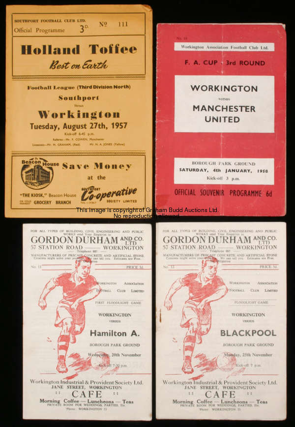 33 Workington programmes season 1957-58, all 28 homes including Hamilton Academicals 20th November (...