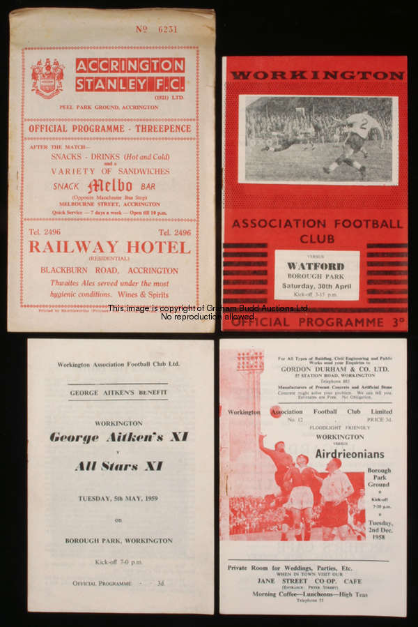 62 Workington programmes seasons 1958-59 & 1959-60, all 51 homes from both seasons including the flo...