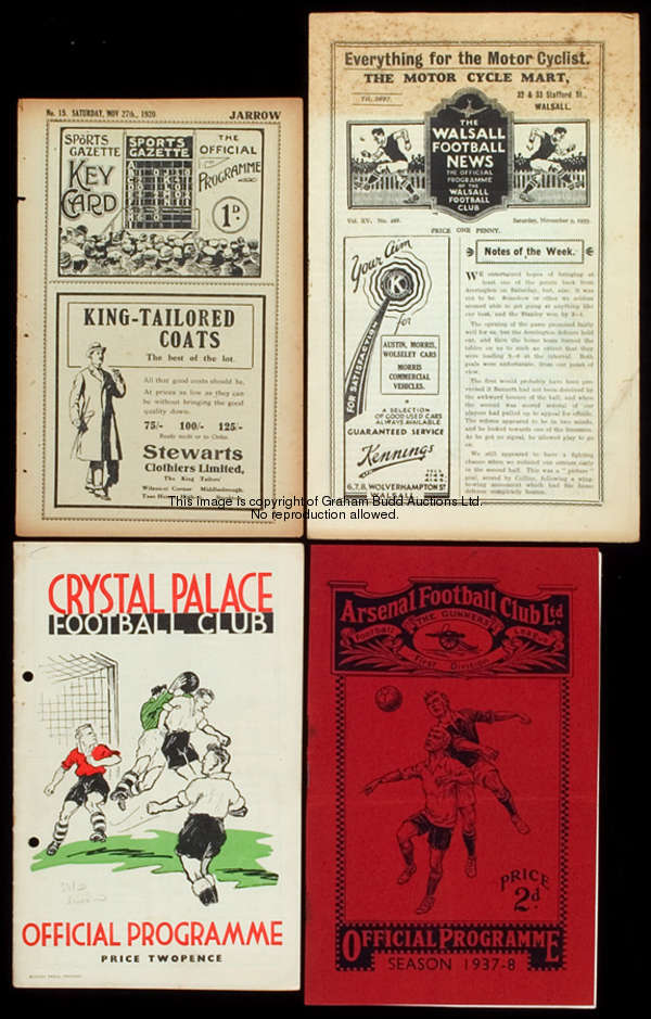 Nine pre-war programmes, Four Arsenal homes v Blackpool 27.12.37, Bolton (Cup) 8.1.38, Preston 22.10...