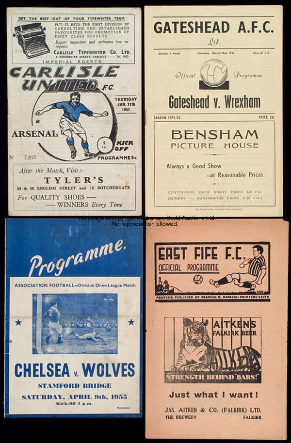 83 programmes, mostly early 1950s, broad coverage of English football plus some Scottish & non-Leagu...