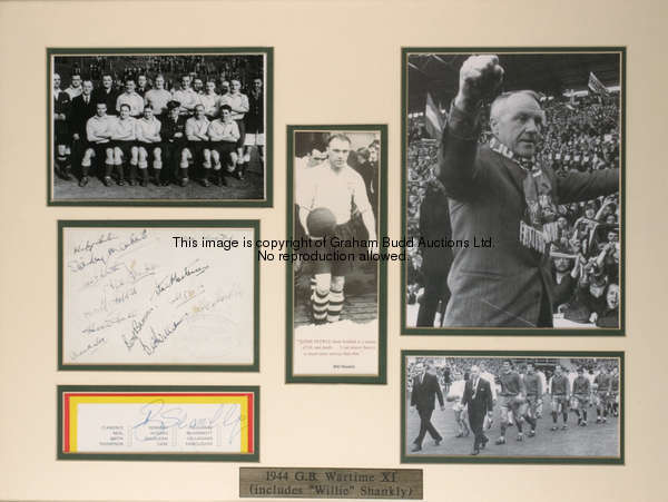 Bill Shankly & Bob Paisley: two autographed displays, the first comprising four b&w photographs, a s...