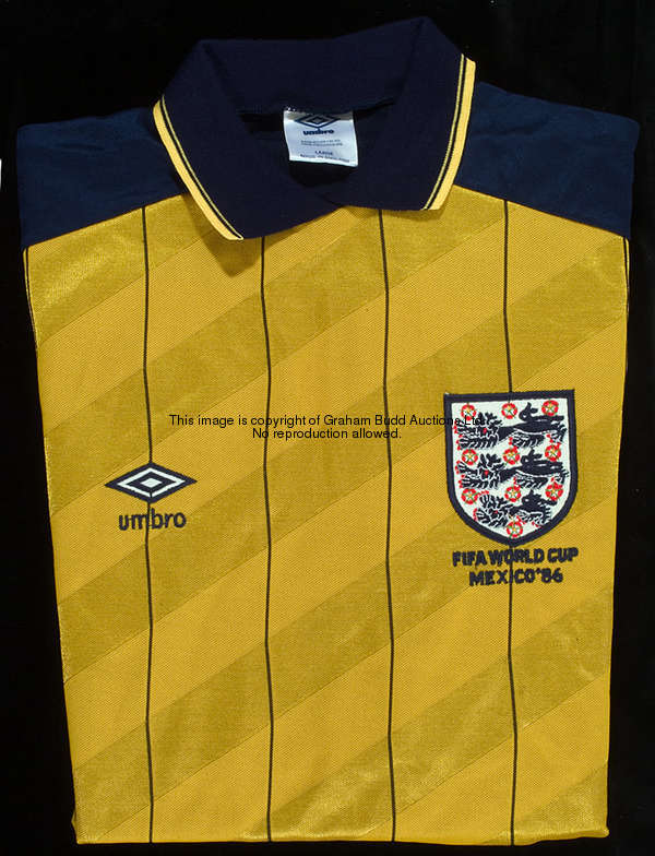 Gary Bailey: an amber England 1986 World Cup No.22 goalkeeping jersey, long-sleeved unworn spare, in...