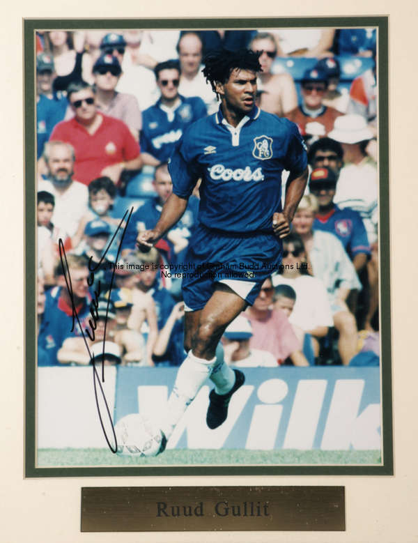 Flair players: a group of four signed colour photographs, comprising: Paul Gascoigne, Ruud Gullit, M...