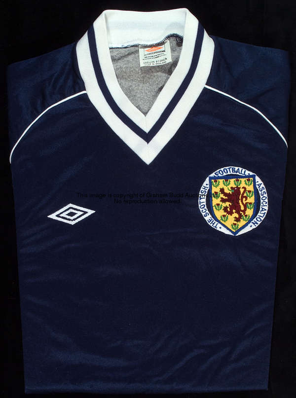 David Speedie: a dark blue Scotland No.11 international jersey 1985, short-sleeved unused spare; sol...