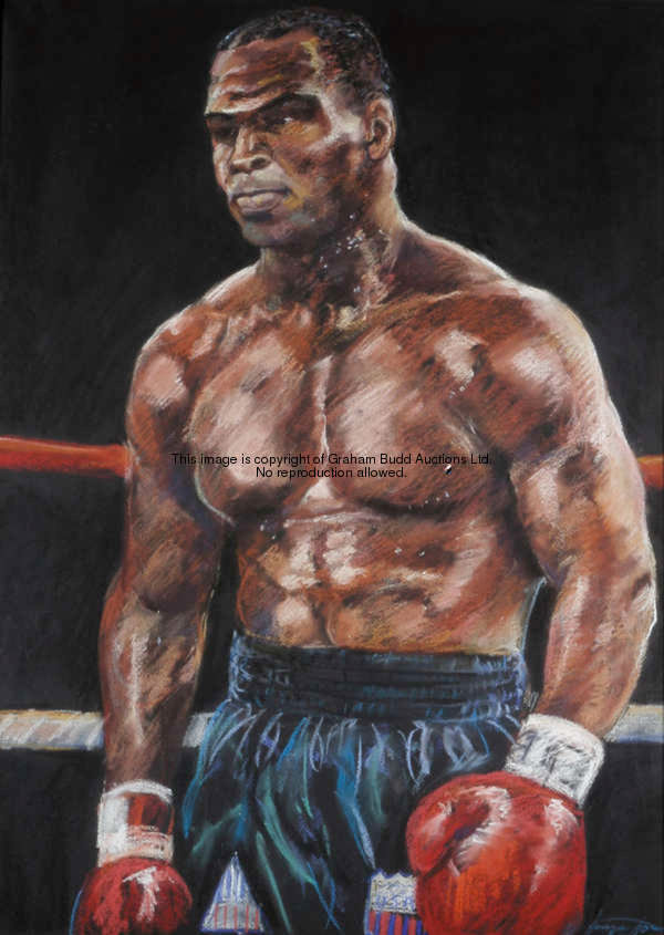 Jacqueline Jones (contemporary) MIKE TYSON signed, pastels 71 by 52cm., 28 by 20 1/2in