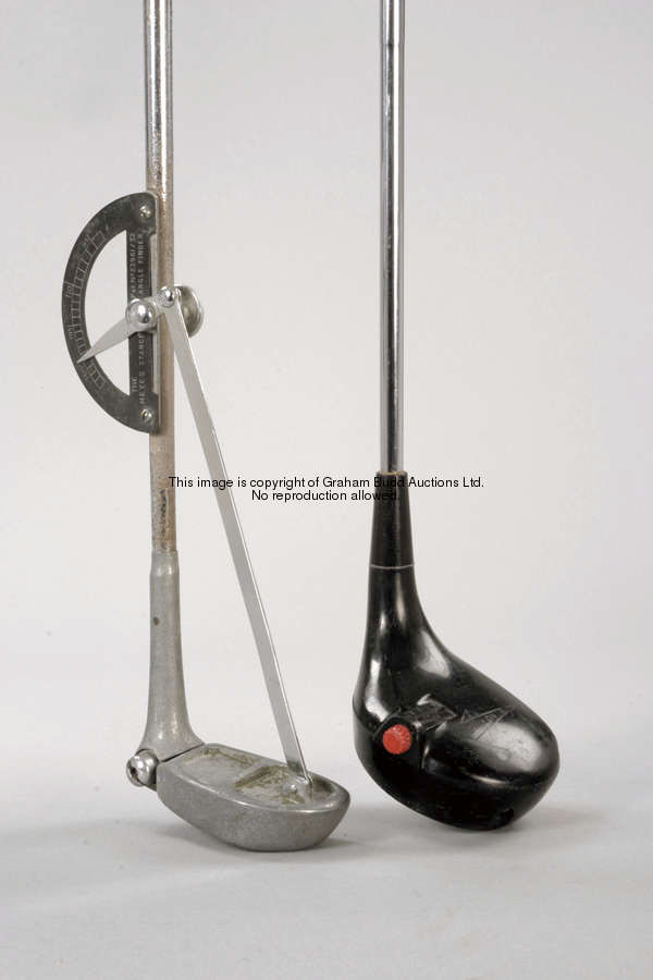 A Heyes stance angle finder putter circa 1932, Pat. No. 23981/32, with aluminium head and extendable...