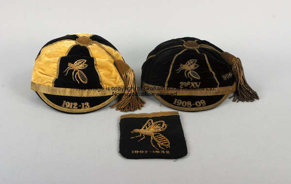 Wasps memorabilia relating to W. Crawford ('Snowie') Snowden, comprising a black Wasps cap inscribed...