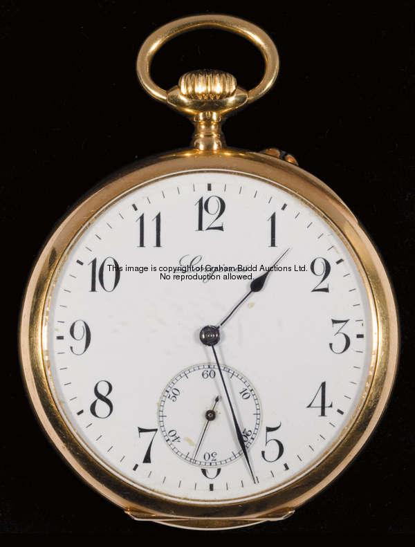 An 18ct. gold Longines watch presented to William Garbutt by Genoa Cricket & Football Club in 1914, ...