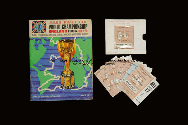 A set of 10 1966 World Cup ticket stubs, for the London matches, 6 x 1/8f, 1/4f, s/f, 3rd/4th & fina...