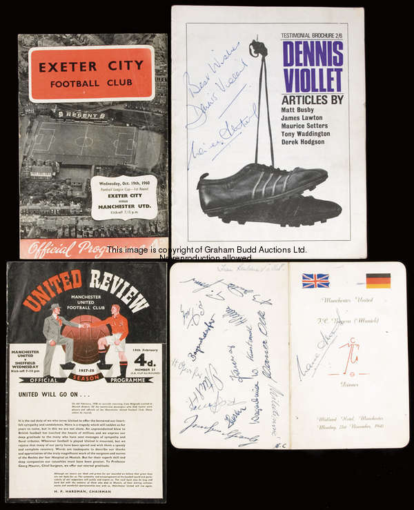 Programmes & ephemera relating to the career of Dennis Viollet, including 22 Manchester United homes...