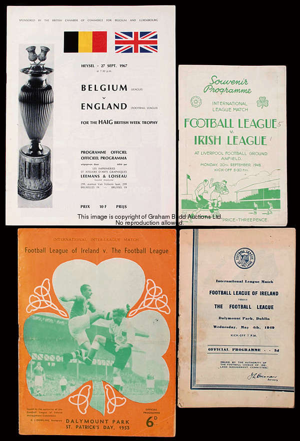 A collection of 63 Inter-League programmes dating between 1948 & 1976 featuring matches in England, ...