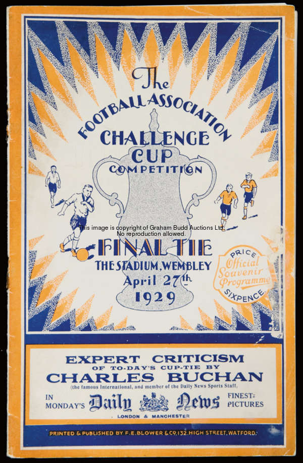 F.A. Cup final programme Bolton Wanderers v Portsmouth 27th April 1929, professional repairs