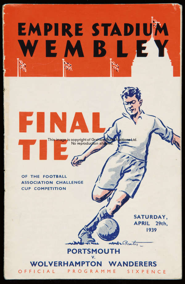 F.A. Cup final programme Portsmouth v Wolverhampton Wanderers 29th April 1939