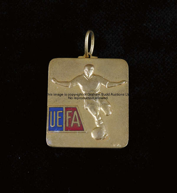 A .750 continental gold & enamel European Cup Winners' Cup winner's medal 1962-63, inscribed UEFA, C...