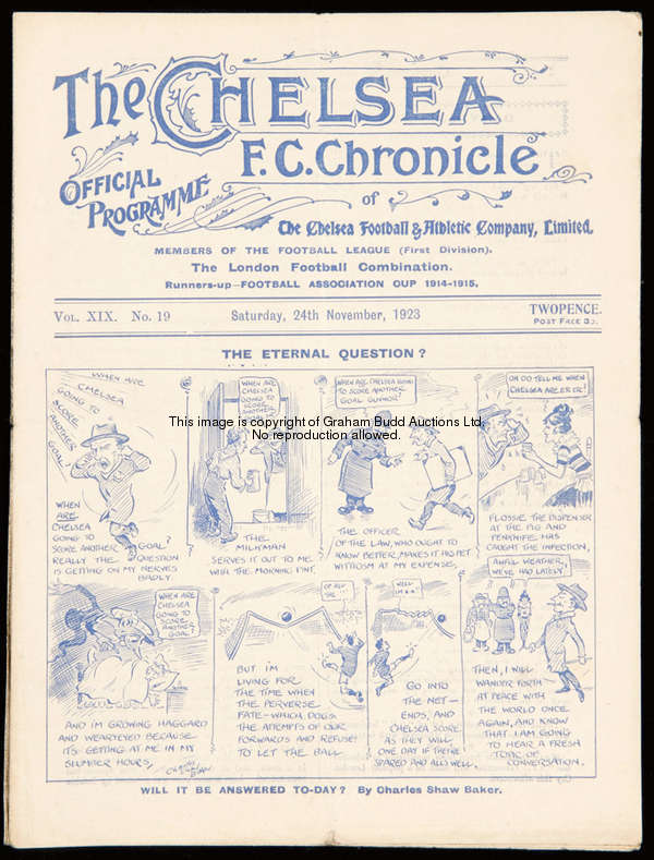 Nine Chelsea home programmes dating between 1922 & 1927, opposition comprising: Oldham (two), Middle...