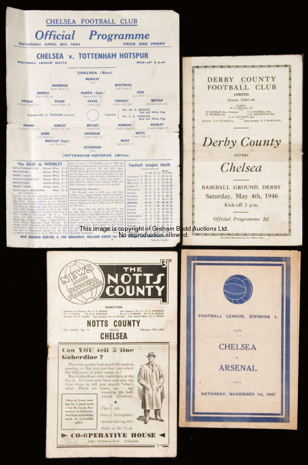 16 Chelsea programmes, comprising: 7 aways from the 1954-55 Championship season at Bolton, Brentford...