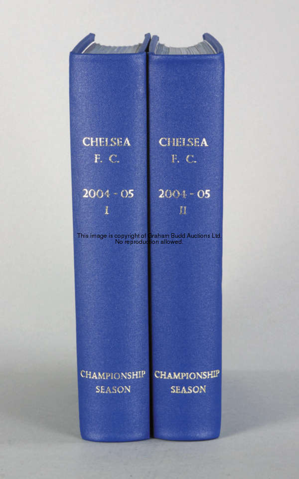 Two professionally bound volumes of Chelsea home programmes from the 2004-05 Championship winning se...