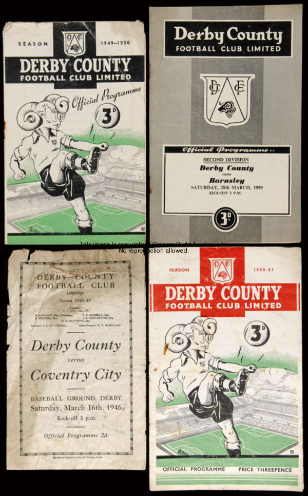 A collection of 91 Derby County home programmes dating between 1946 and 1961