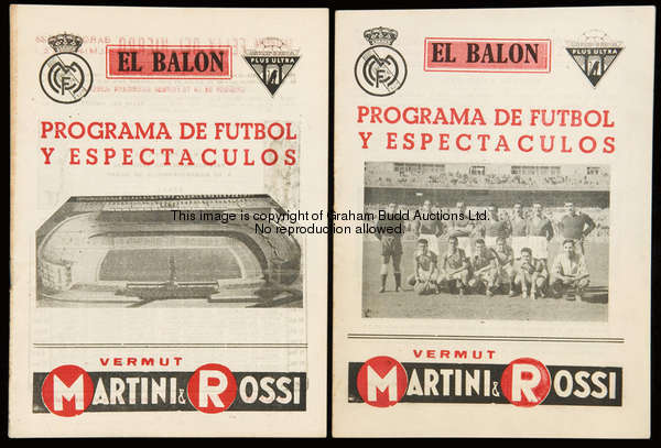 Two very scarce Real Madrid v Fulham programmes dating from 1949, both played at the Bernabeu Stadiu...